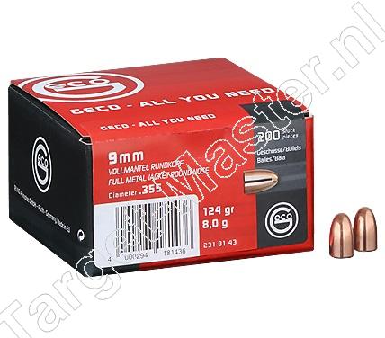 Geco Bullets 9mm Luger 124 grain Full Metal Jacket box of 200